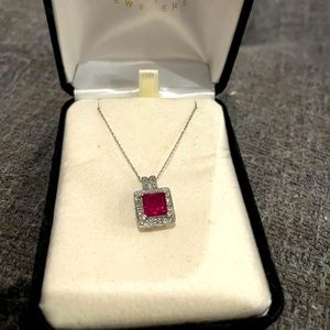 Kay Jewelers white gold, ruby and diamond necklace. ♥️